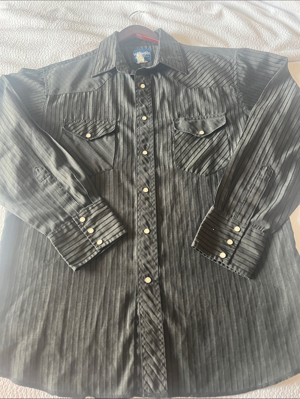 Wrangler Black Pinstripe Western Snap-Front Shirt